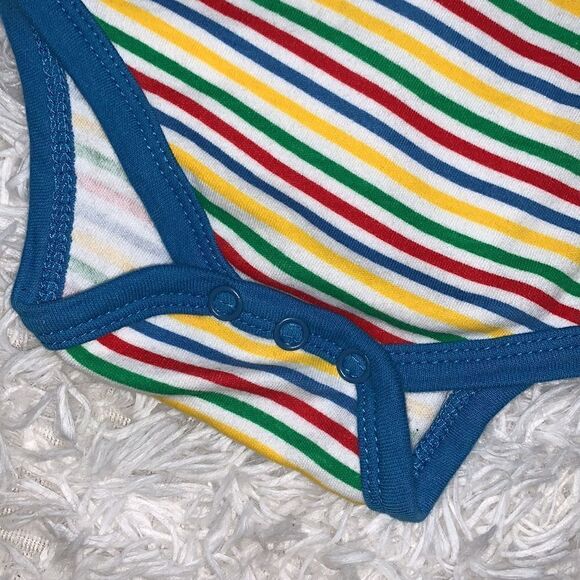 Baby Gear Baby Rainbow Striped Short Sleeve Onesie Bodysuit 3-6 Months - Picture 4 of 7